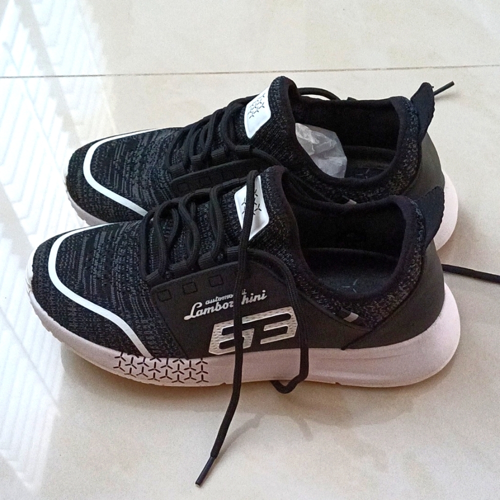 Automobili Lamborghini Mesh Low Top Sneakers Black White mens 7